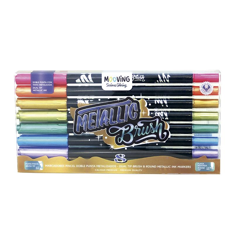 Coloring - Marcadores Pincel Doble Punta Metalizados x 8